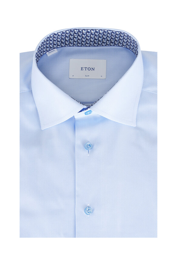 Eton Light Blue Textured Slim Fit Dress Shirt - view 1