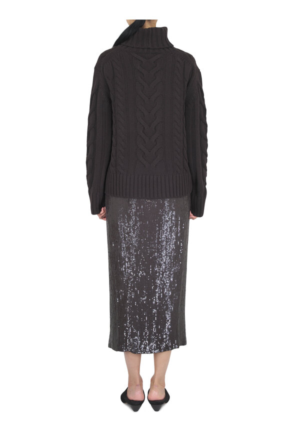 TWP Ladylike Brown Sequin Midi Skirt - view 3