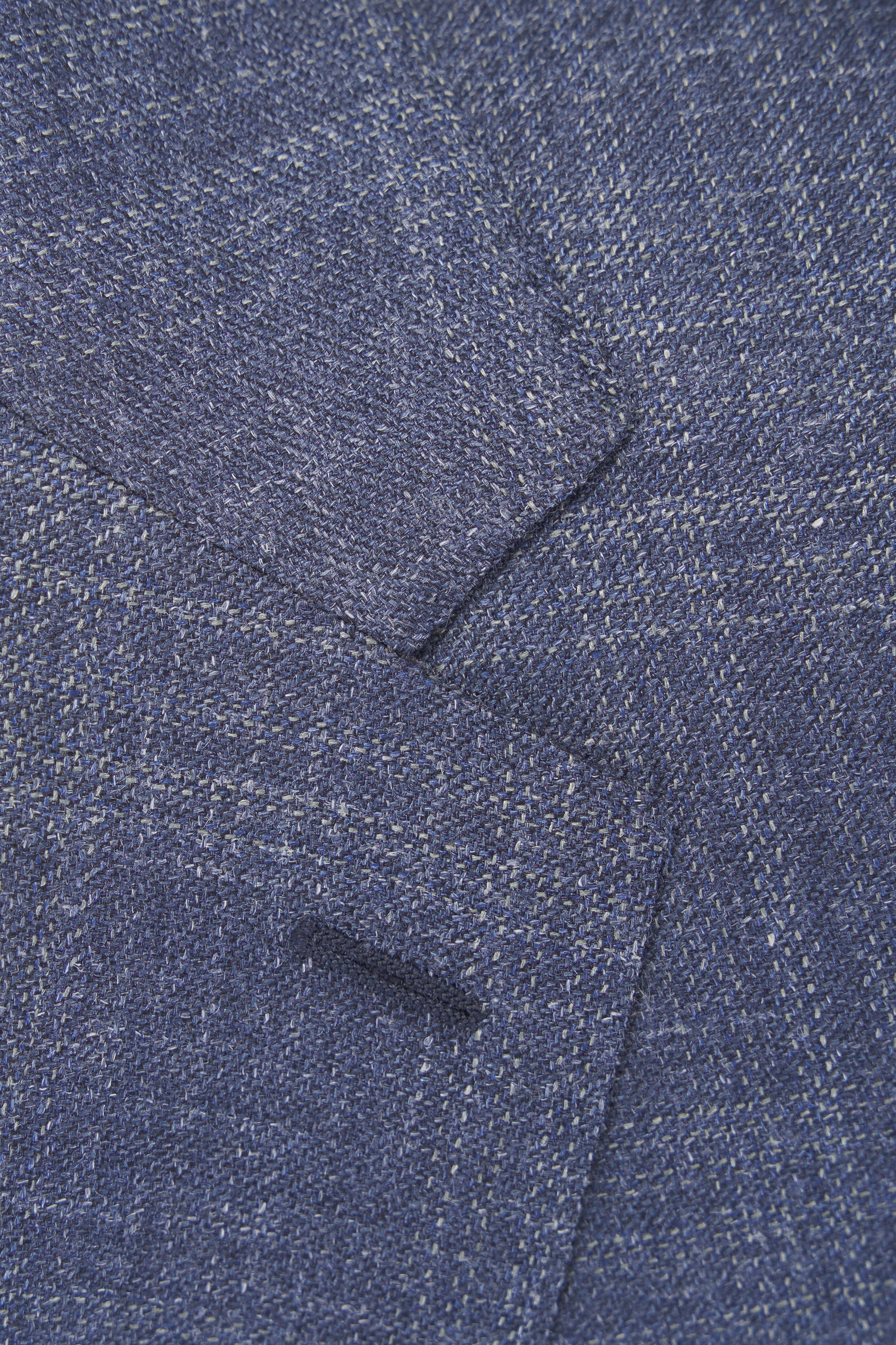 Canali - Navy Subtle Plaid Wool, Silk & Linen Sportcoat