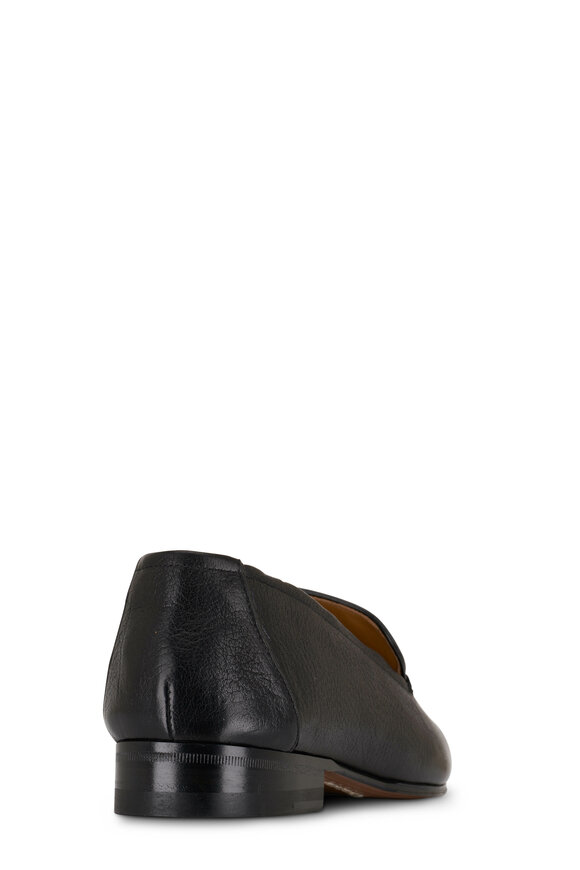 The Row - Adam Black Textured Leather Loafer