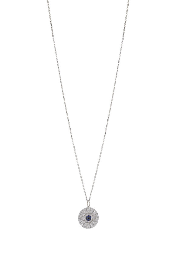 Kai Linz White Diamond Evil Eye Disc Necklace