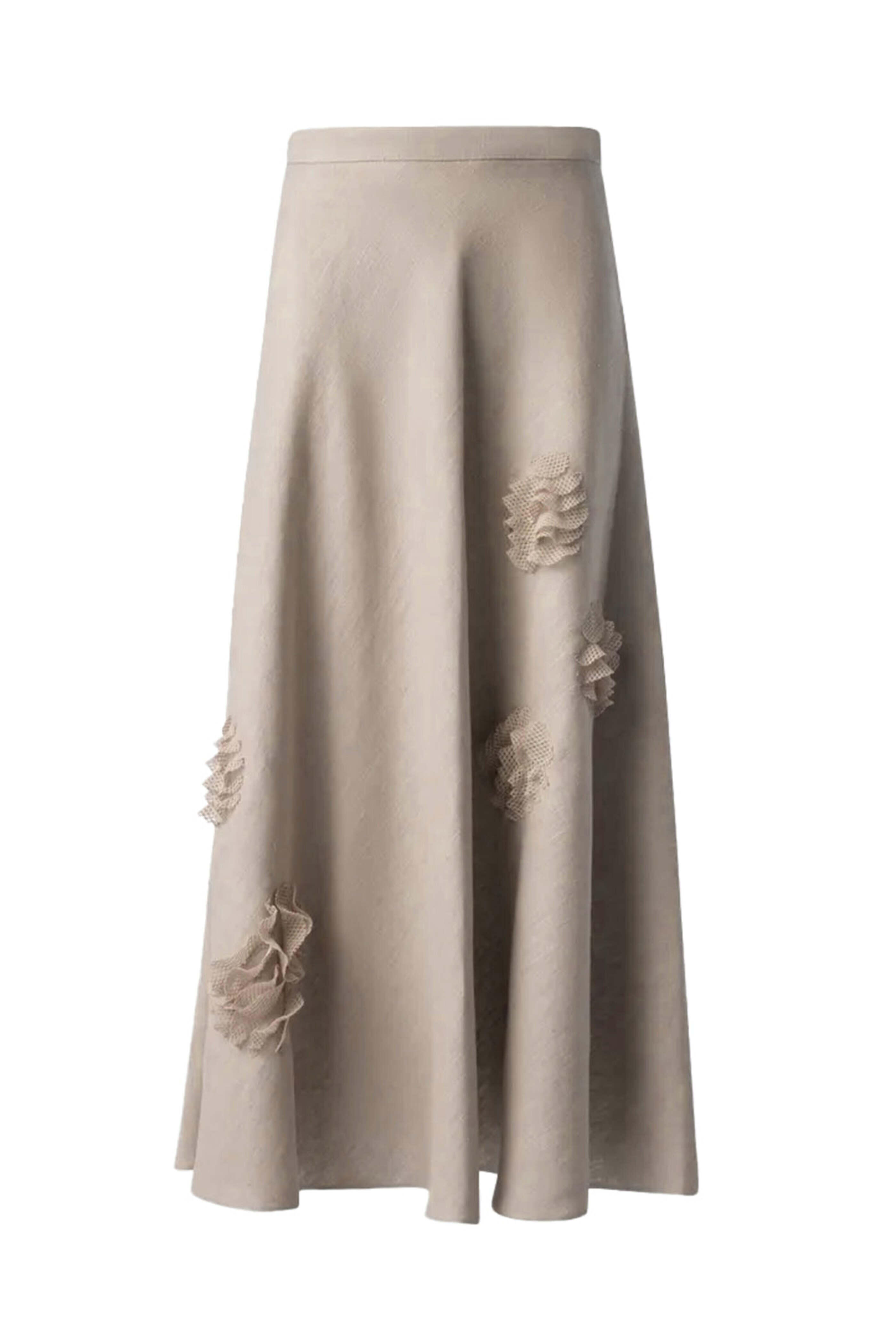 Akris Punto - Chalk Linen Carnation Midi Skirt