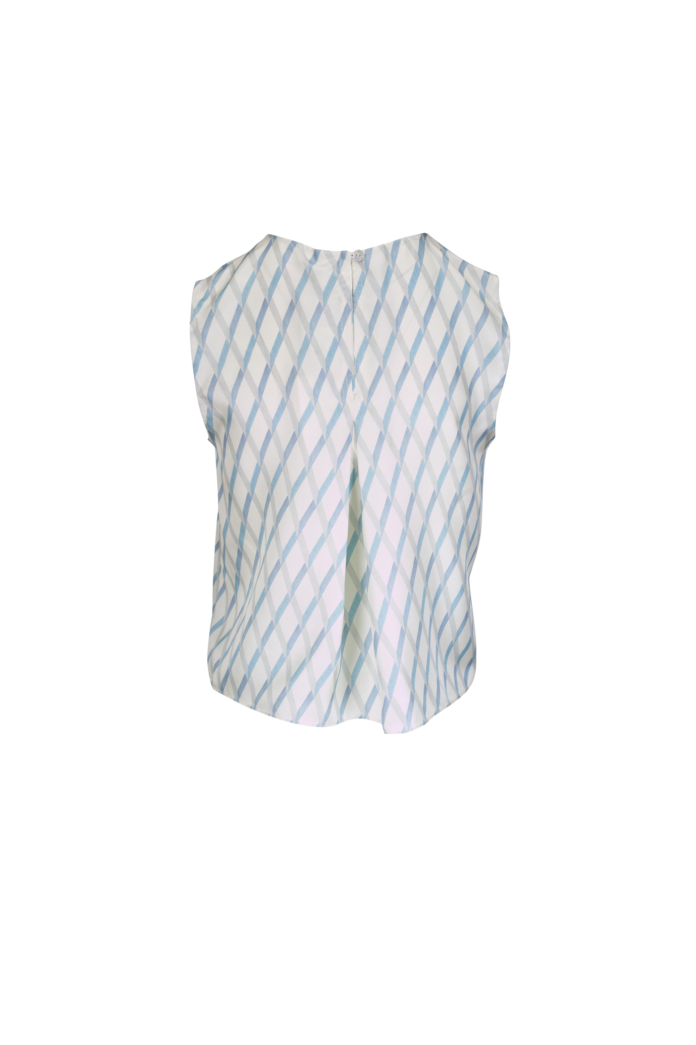 Adam Lippes - Mercer Pale Blue Printed Silk Twill Top