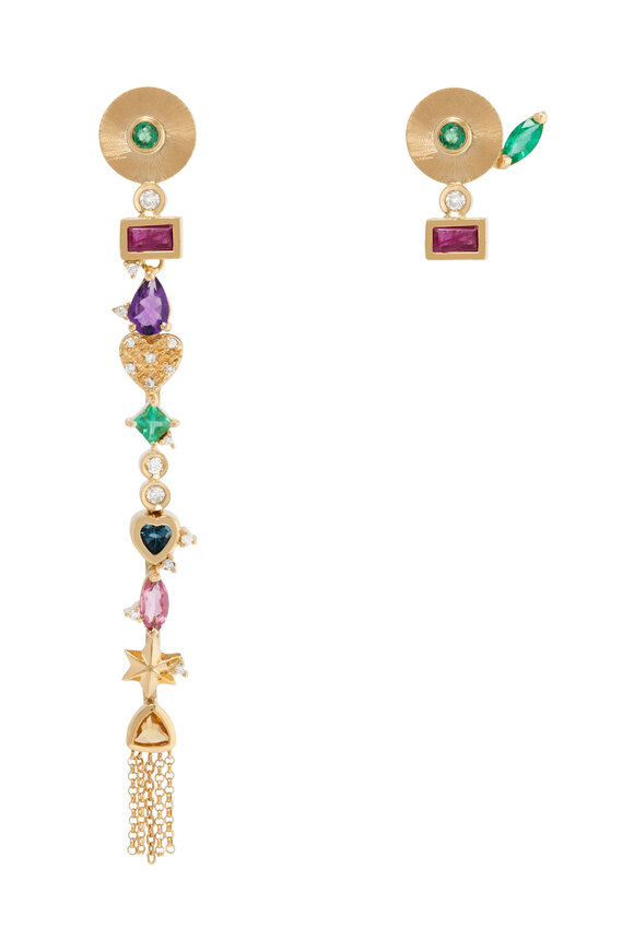 Carolina Neves Long & Short Mixed Tourmaline Earrings