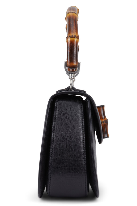 Gucci - Bamboo Classic Black Saffiano Top Handle Bag