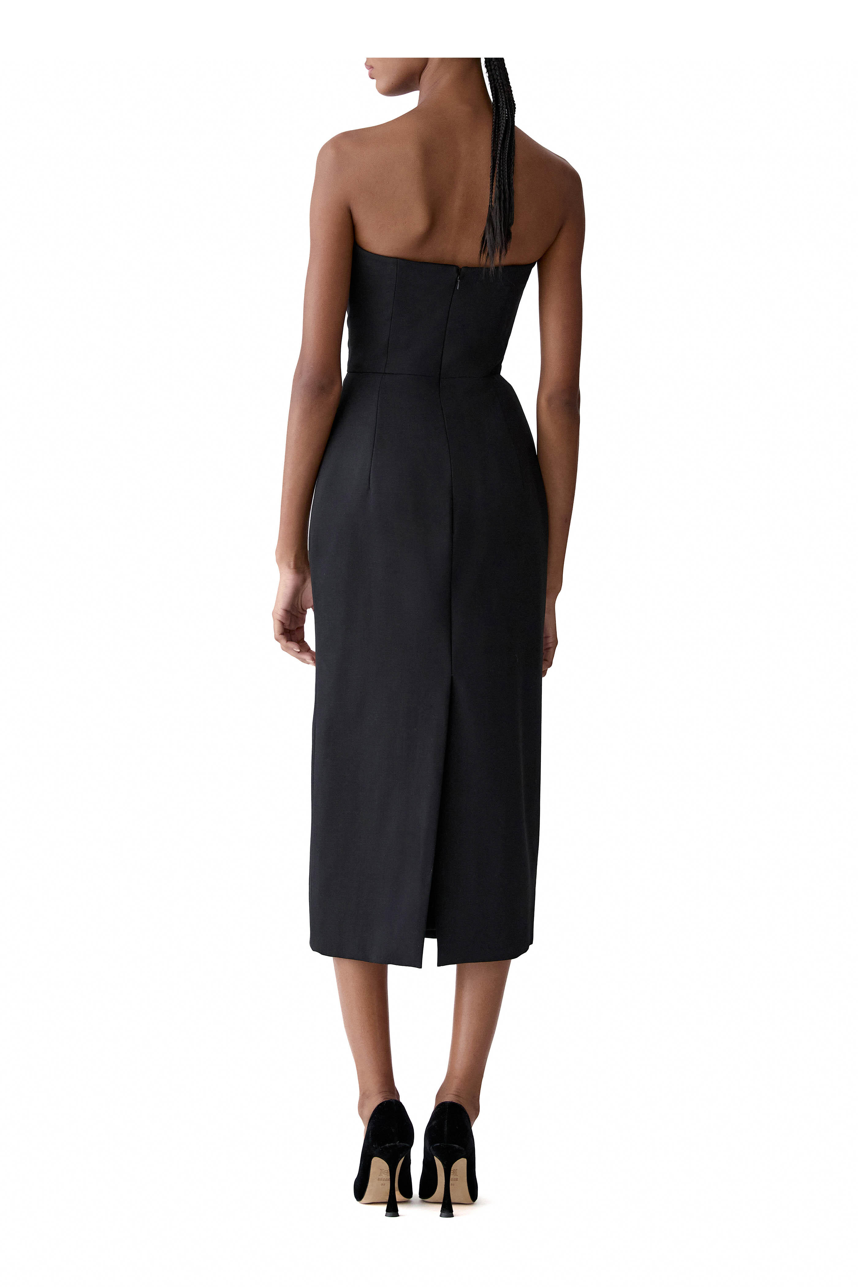 Carolina Herrera - Sweetheart Black Wool Midi Dress