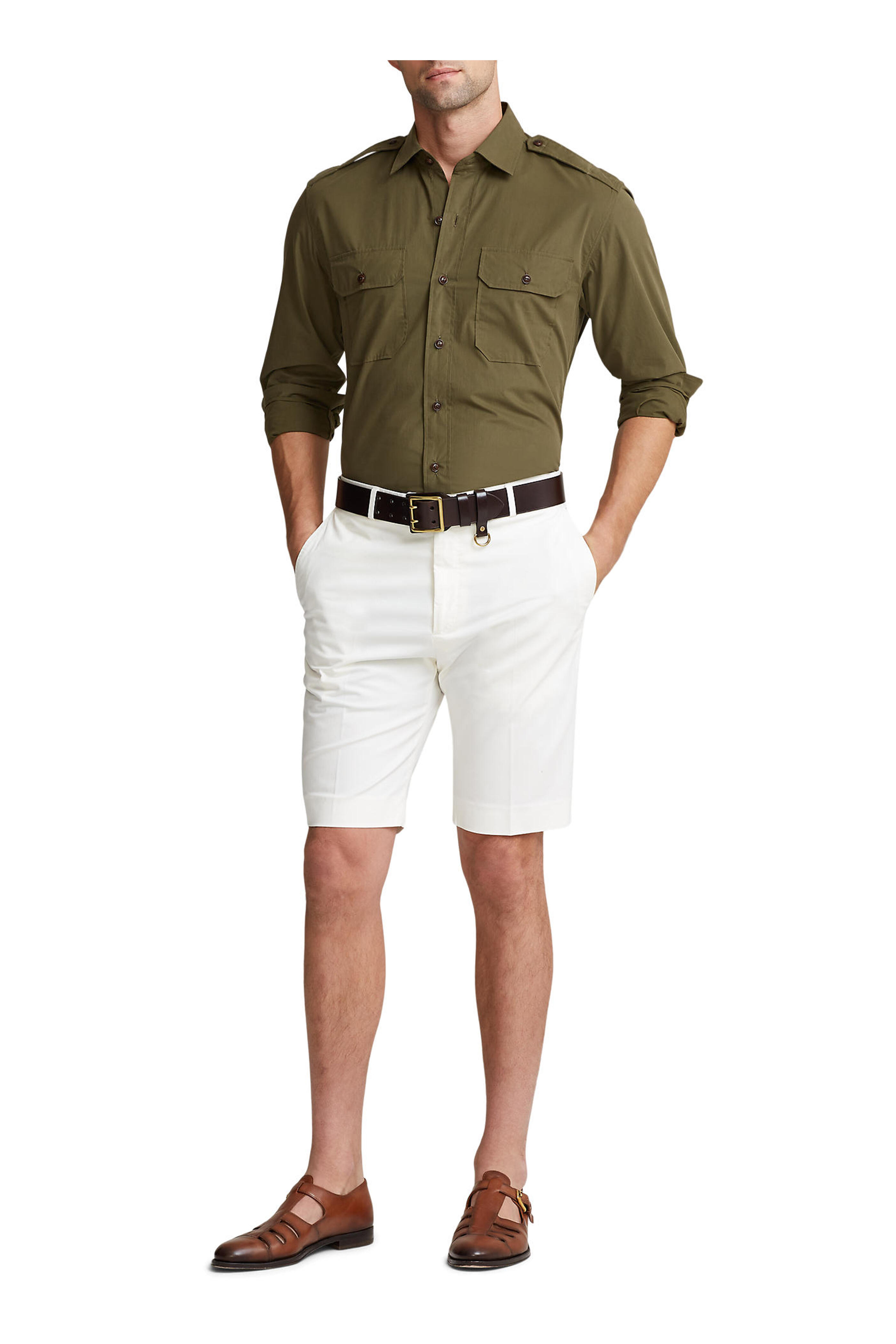 Ralph Lauren Purple Labelスリムフィット オリーブ Ralph Lauren Purple Label - Olive Night Poplin Sport Shirt