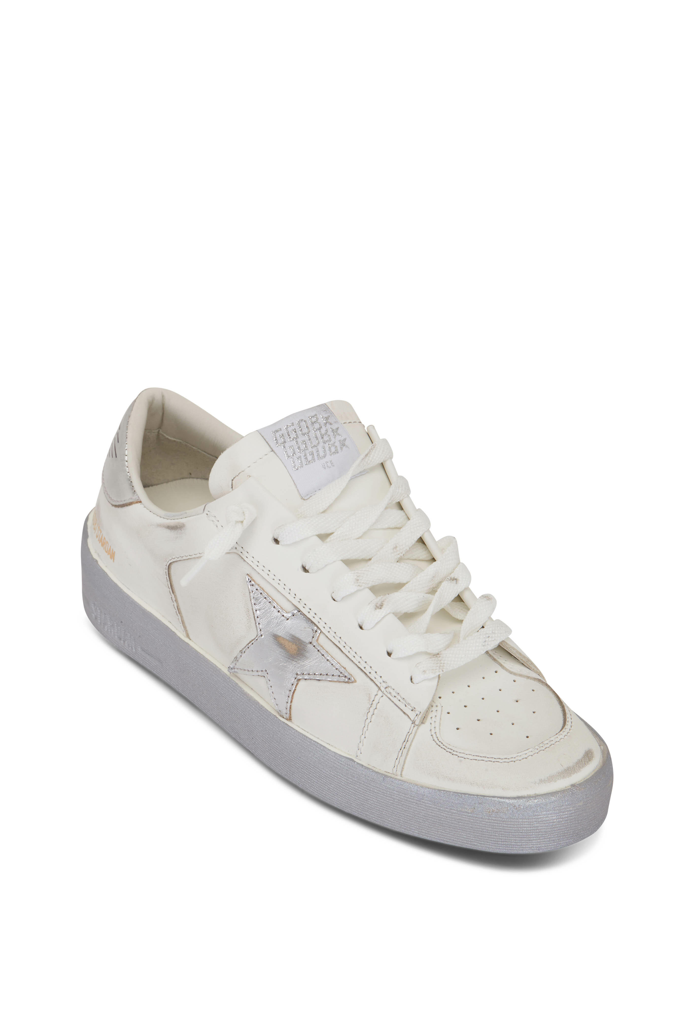 Golden Goose - Stardan Silver & White Leather Low Top Sneaker