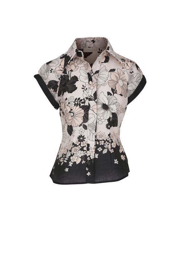 Zimmermann - Ivory & Black Floral Pop Shirt