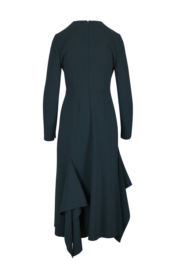 Akris Kimono Forest Green Asymmetrical Midi Dress - view 4