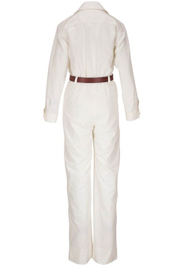 Saint Laurent - White Cotton Belted Jumpsuit 