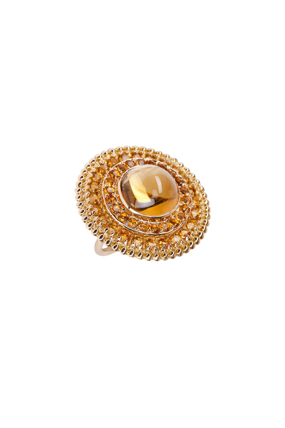 Emily & Ashley - 18K Yellow Gold Citrine Cabochon Ring