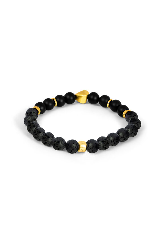 Tateossian - Smooth Black Agate Stretch Bracelet