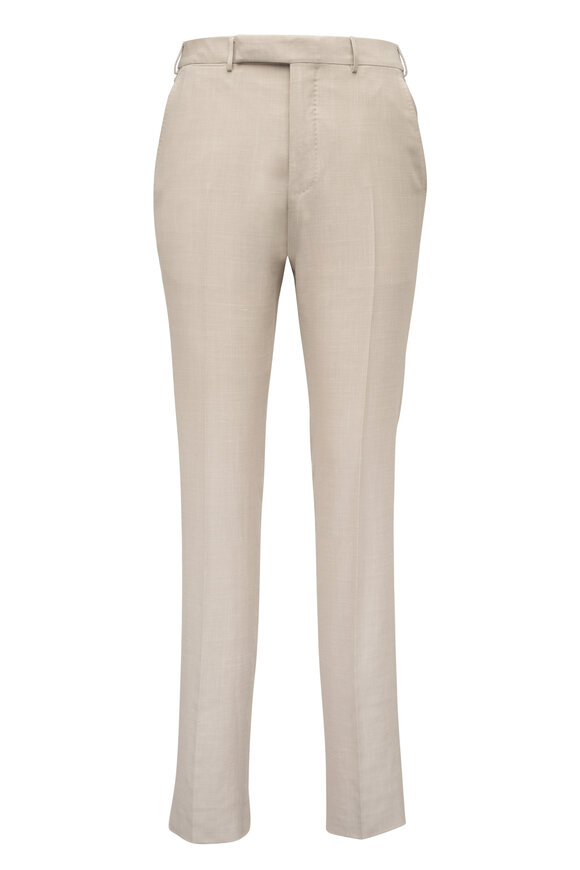 Zegna Tan Crossover Wool, Silk & Linen Pant