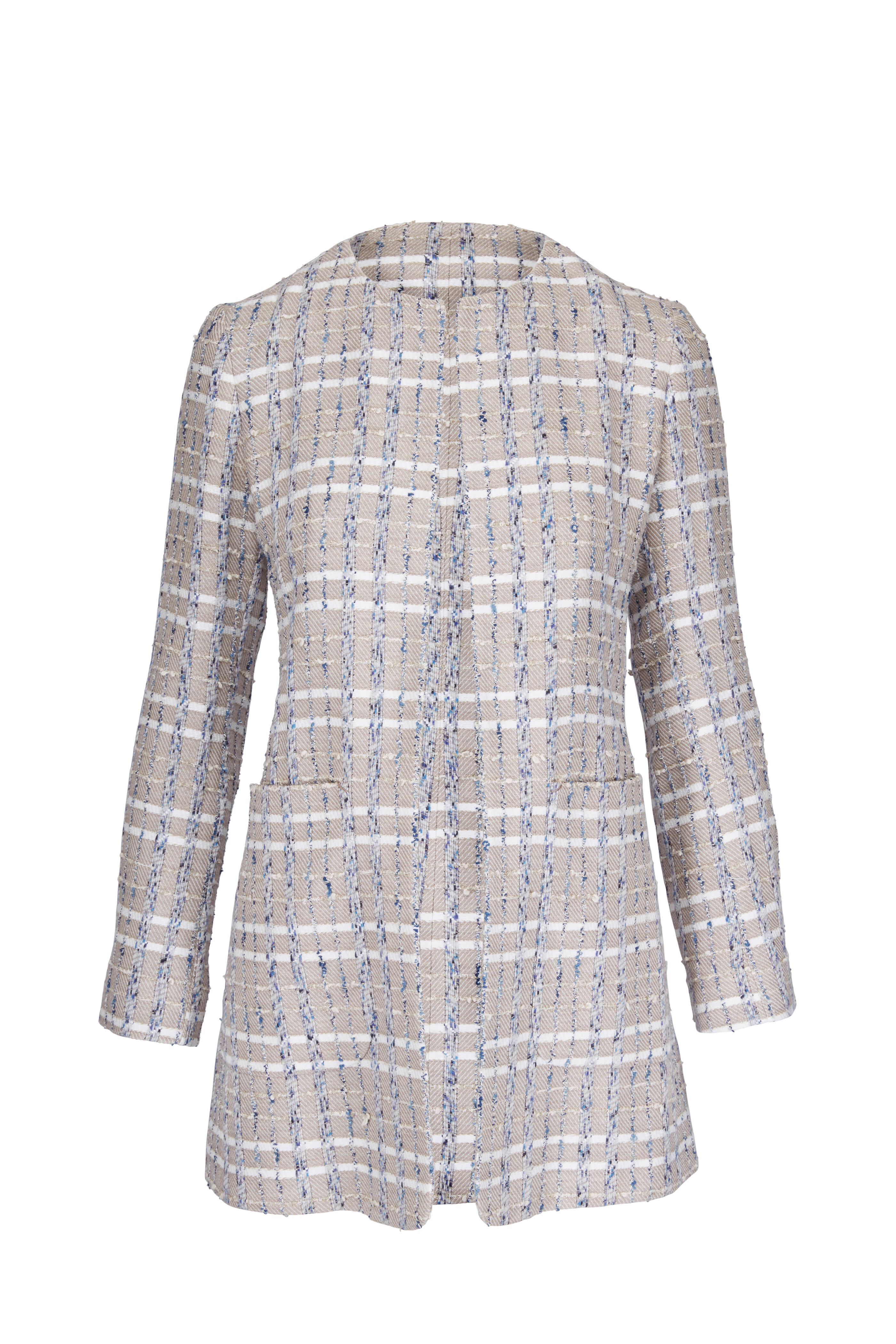 Kiton - Taupe Tweed Patch Pocket Topper Coat