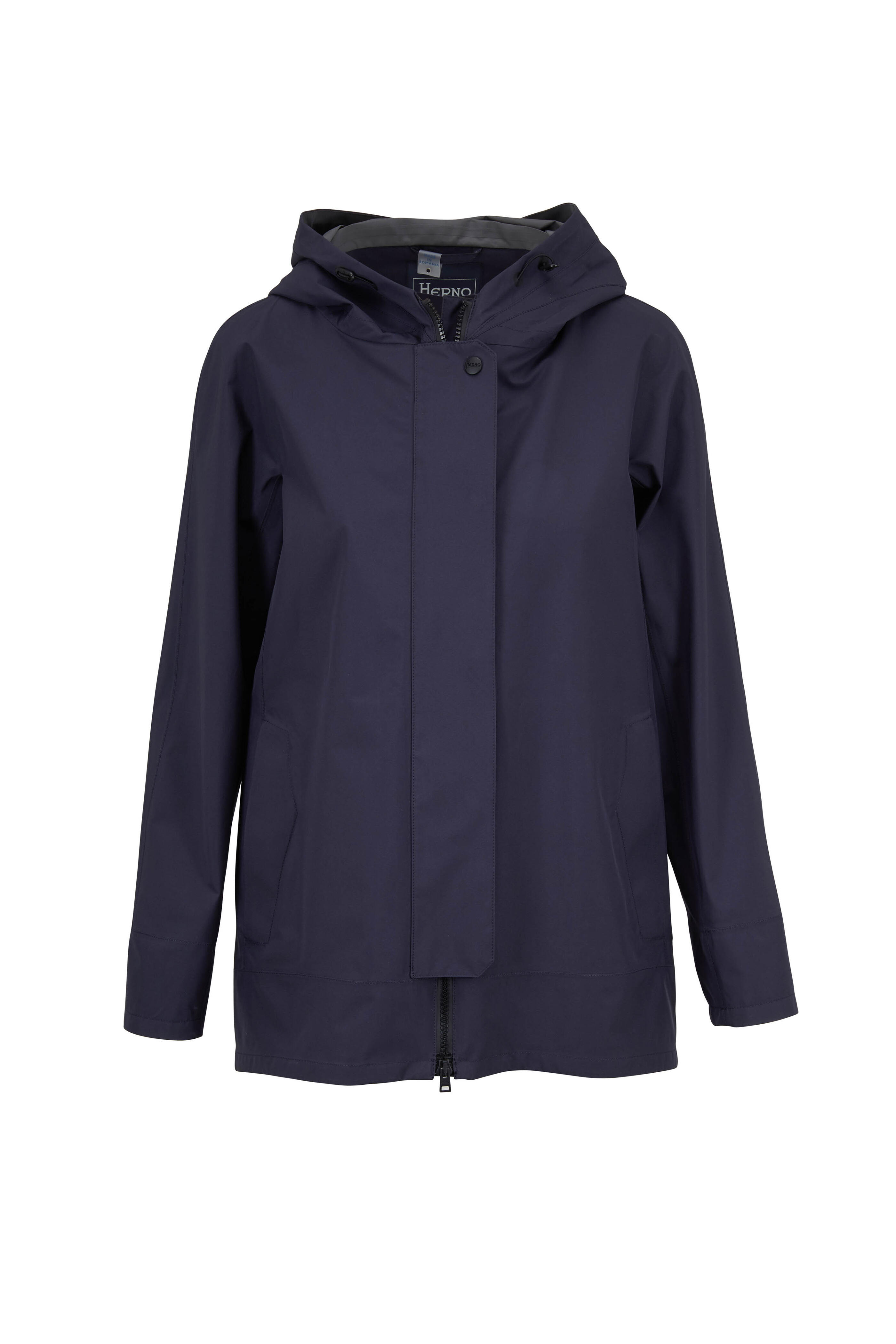Herno - Navy Gortex High-Low Rain Coat