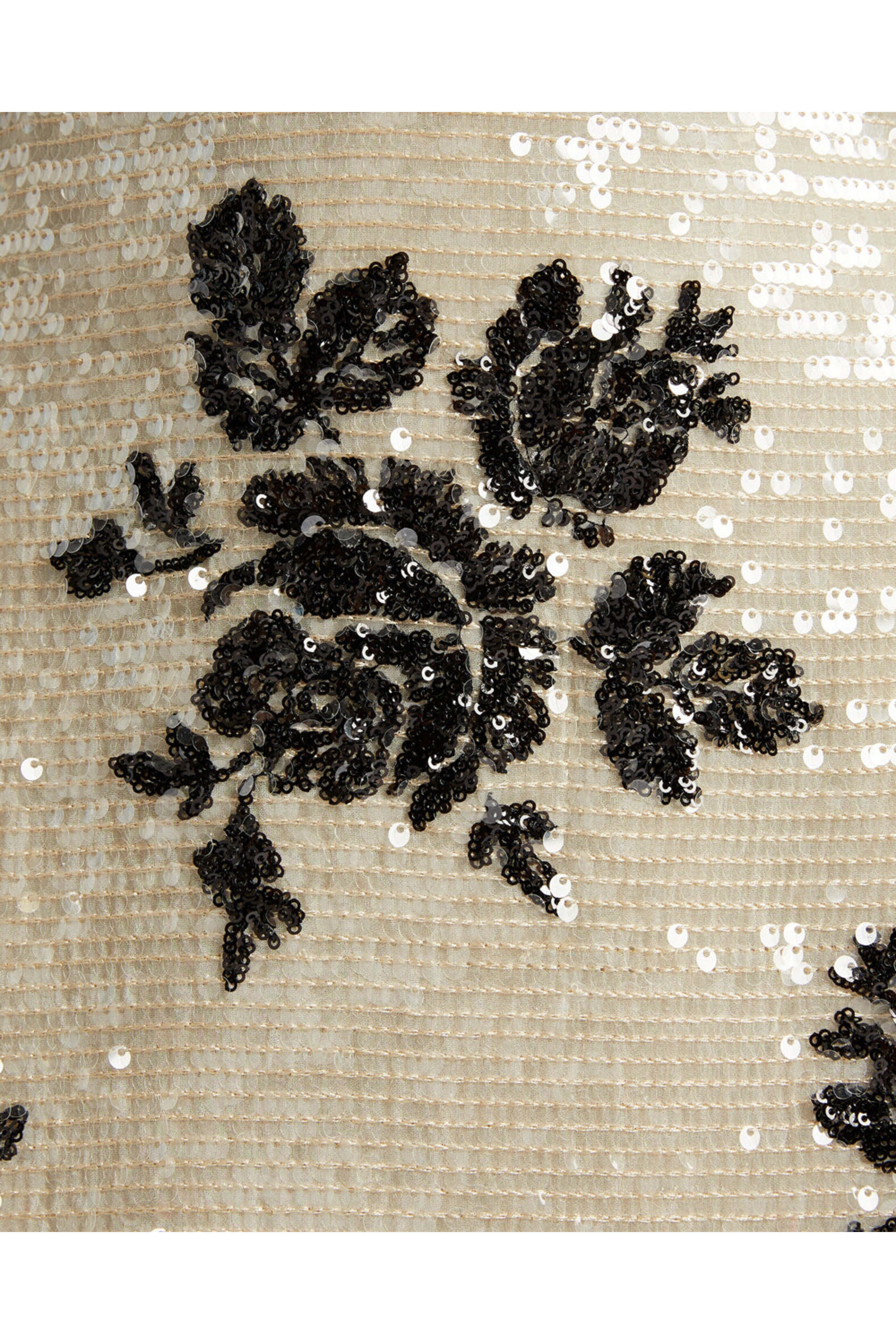 Erdem - White and Black Short Sequin Sleeve Cocktail Dress