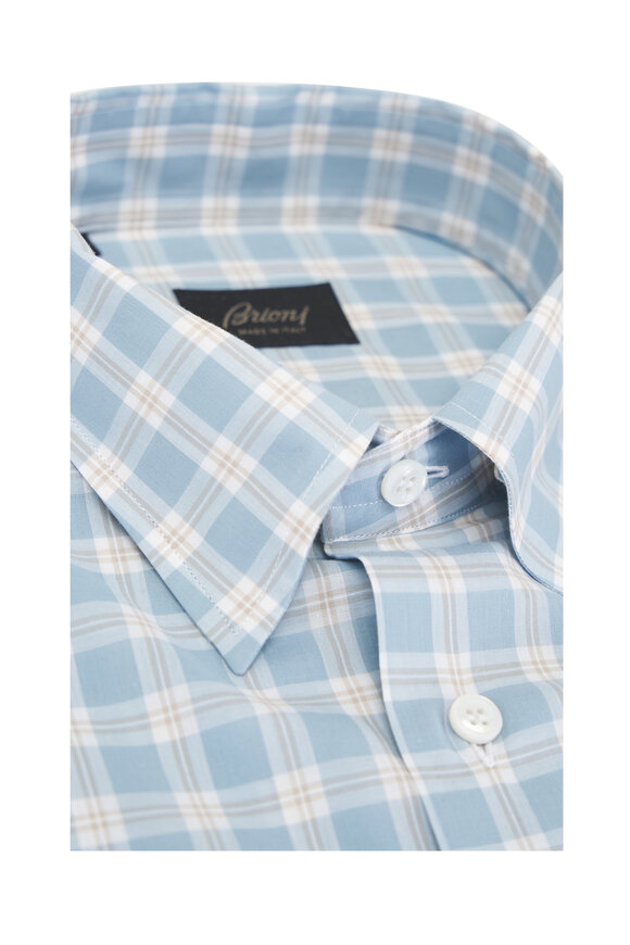 Brioni - Blue & Beige Check Sport Shirt