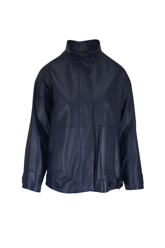 Akris Huma Denim Blue Leather Jacket - view 1