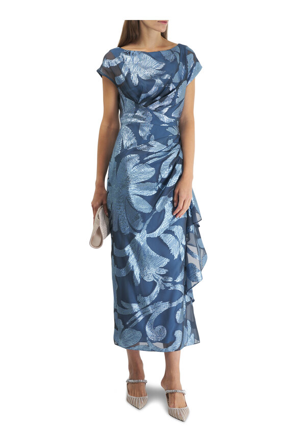 Lela Rose - Florence Oxford Blue Midi Dress 