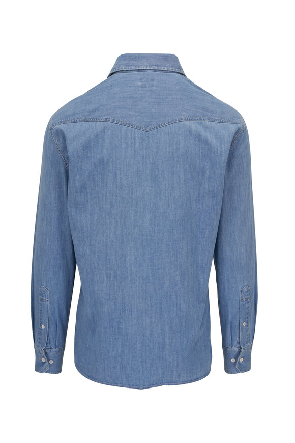 Brunello Cucinelli - Western Blue Denim Sport Shirt