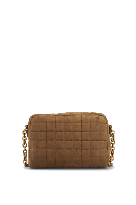 Saint Laurent - Golden Leaf Quilted Suede Camera Crossbody Bag