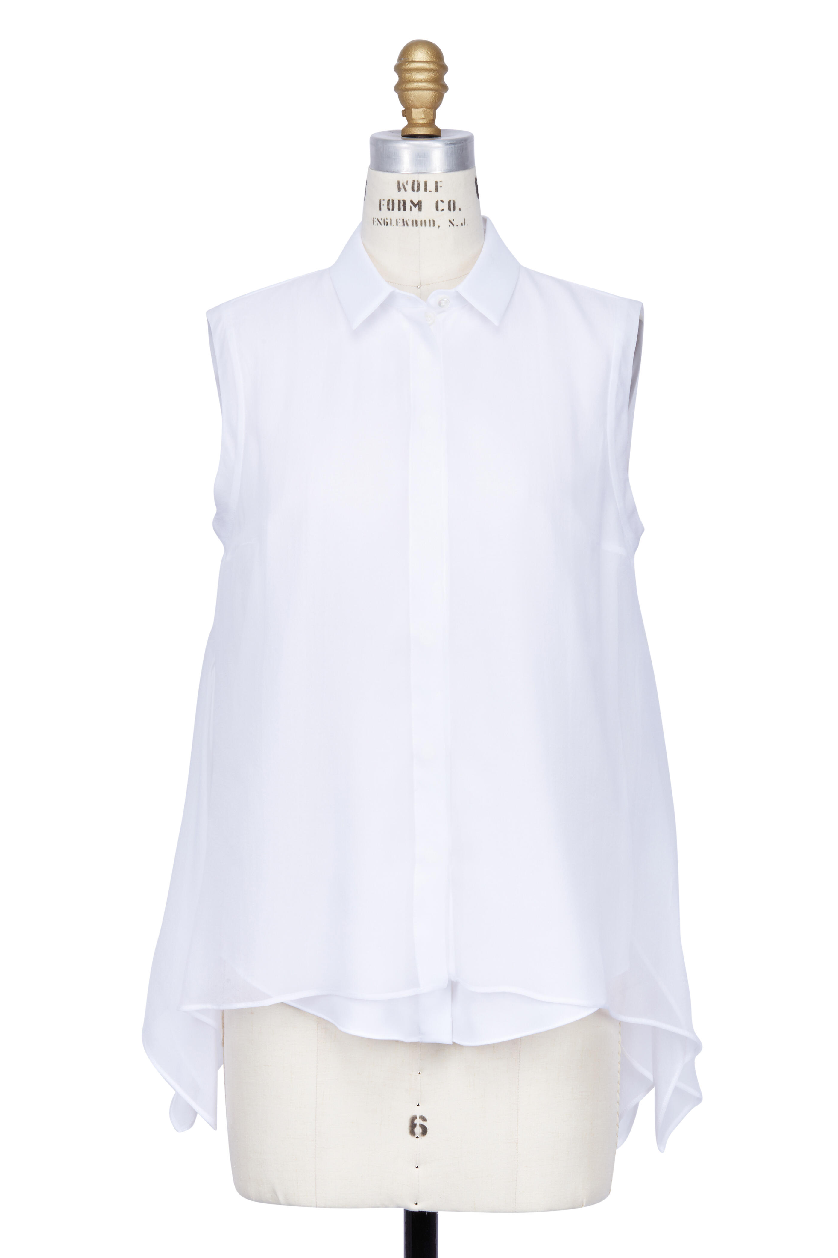 Brunello Cucinelli - White Silk Chiffon Double Layer Sleeveless Blouse