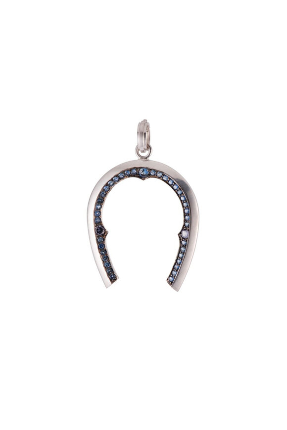 Sylva & Cie Sapphire Horseshoe Pendant - view 1