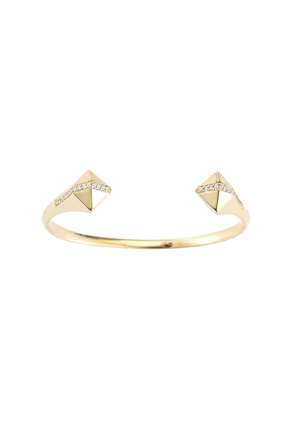 Elizabeth & James - Bauhaus Gold White Topaz Pyramid Cuff Bracelet
