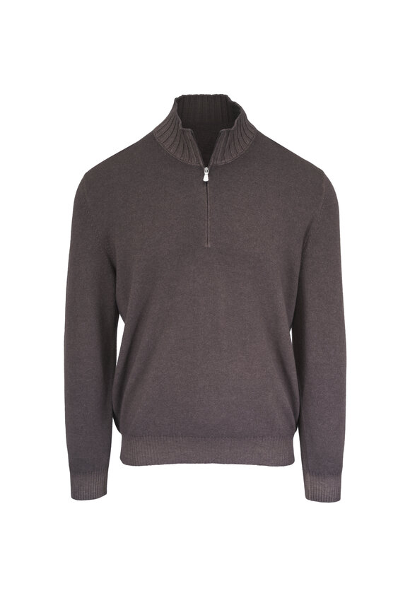 Gran Sasso Vintage Brown Quarter Zip Sweater - view 1