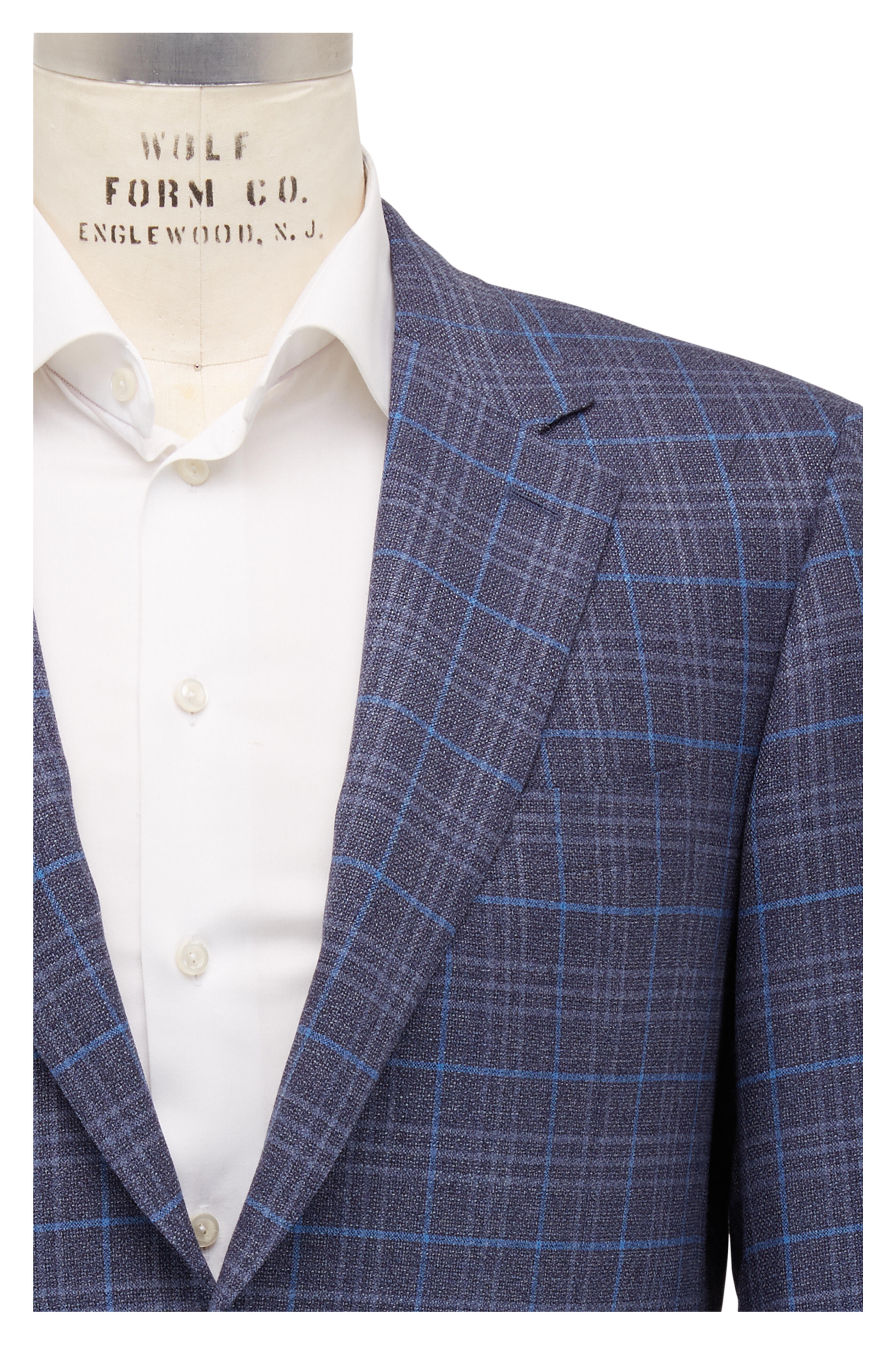 Canali - Blue Windowpane Wool Sportcoat