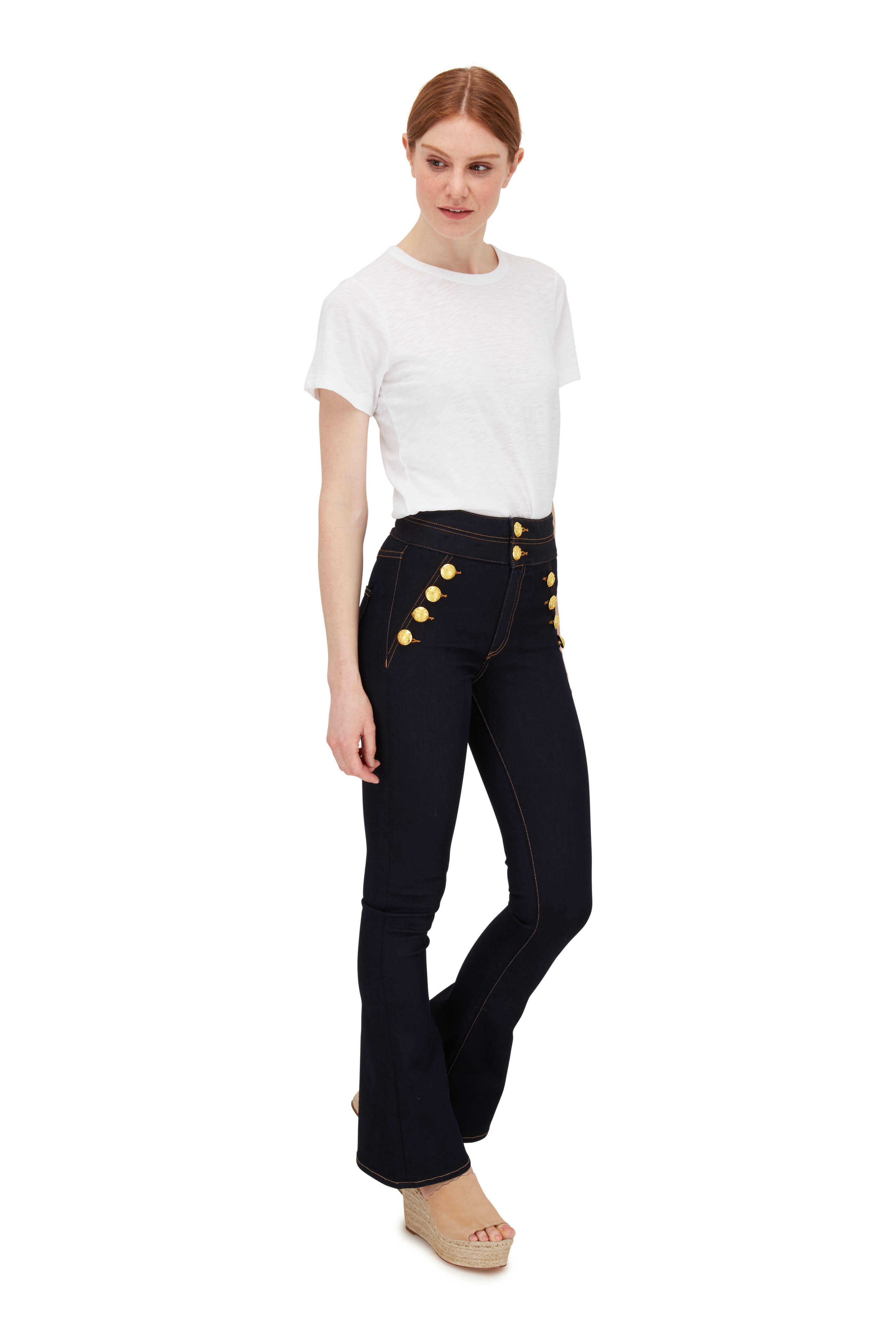 Veronica Beard - Dalida Indigo Double Waistband Flare Jean