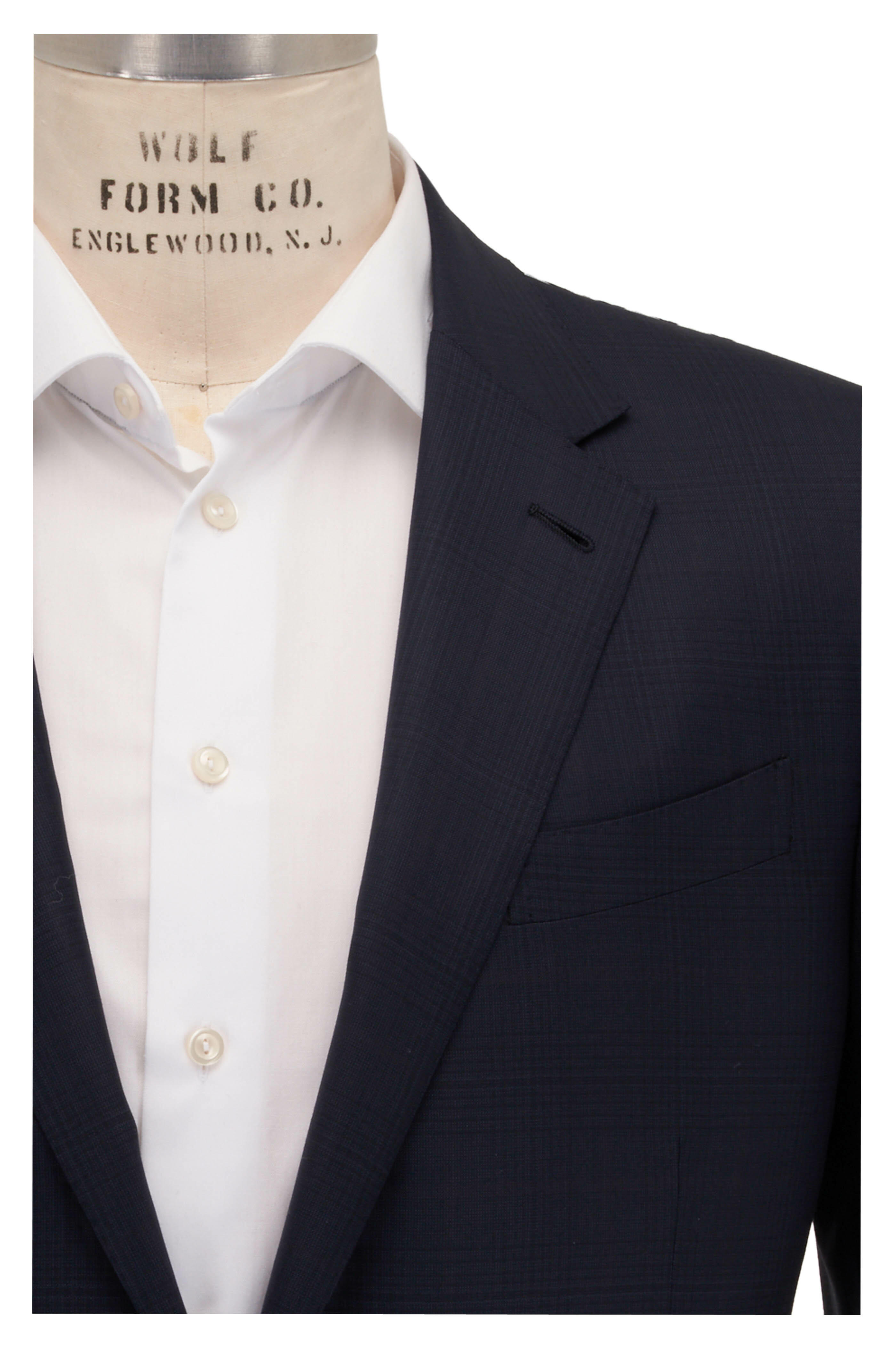 Zegna - 15 MilMil Blue Navy Plaid Wool Suit | Mitchell Stores