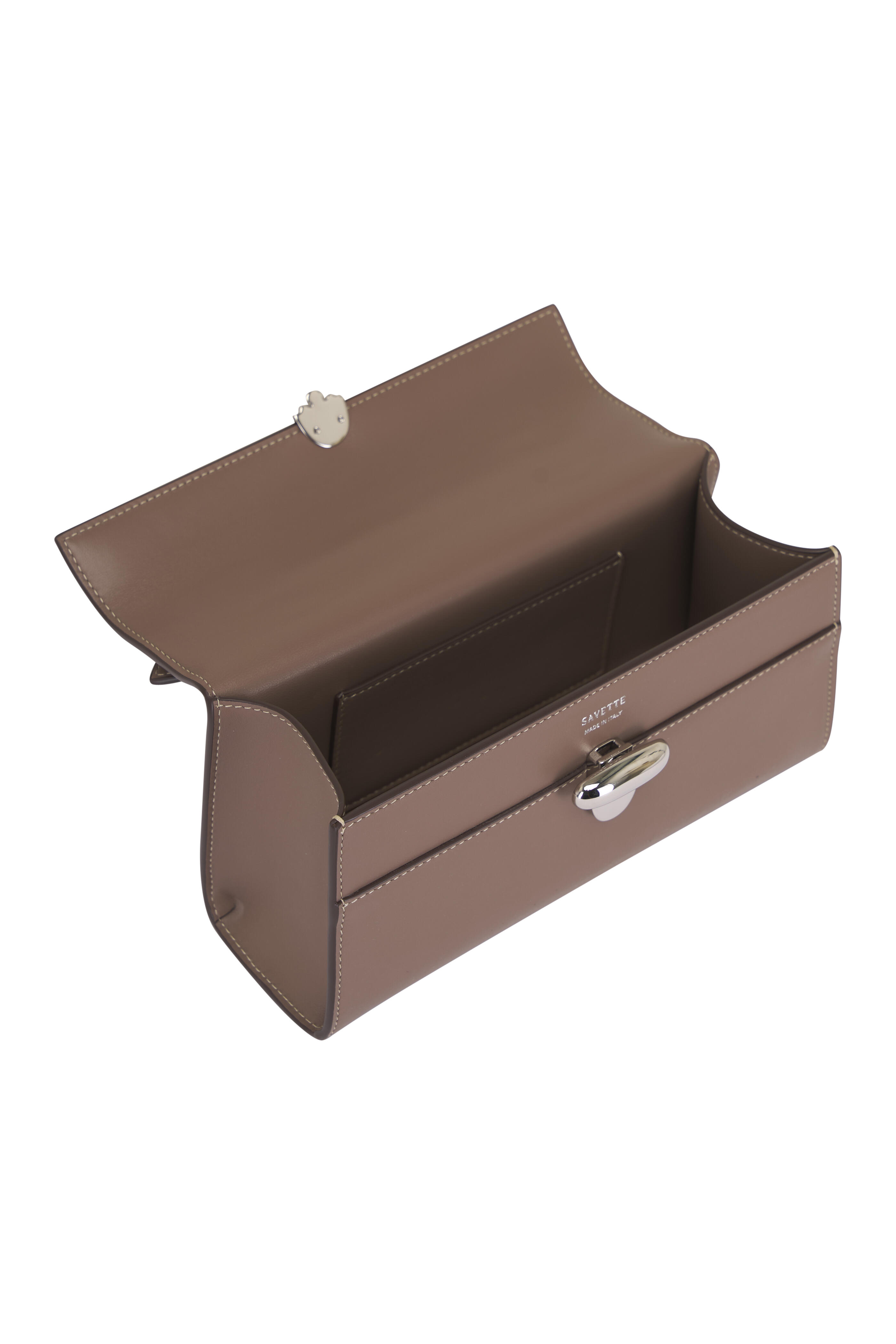 Savette - Symmetry Pochette Taupe Leather Top Handle Bag