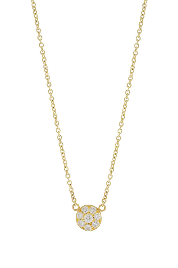 Caroline Ellen Mini Pavé Disc Necklace - view 2