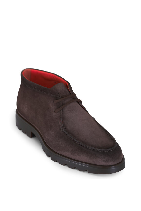 Santoni Dark Brown Suede Desert Boot