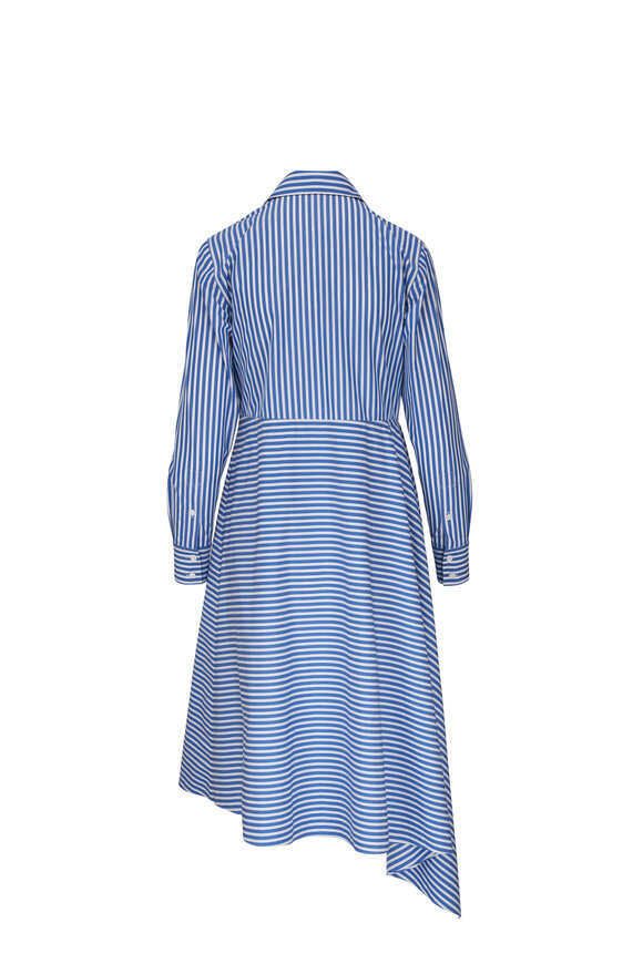 Lafayette 148 New York Banker Stripe Cotton Asymmetric Shirt Dress