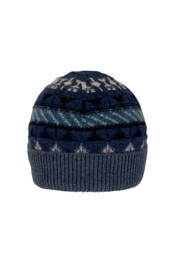 Loro Piana Noel Fancy Aegean Sea Blue Knit Cashmere Beanie