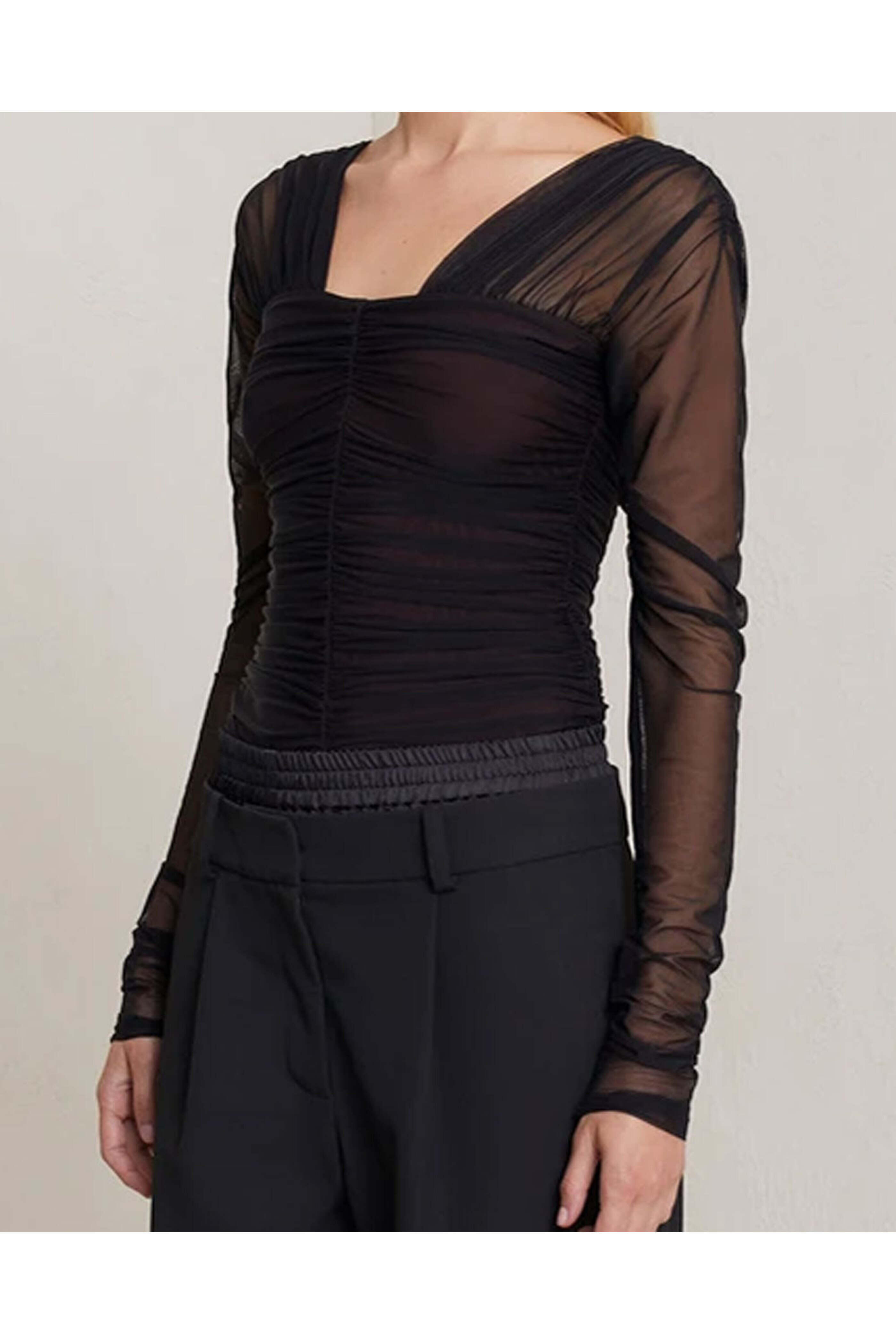 A.L.C. - Black Ruched Jackie Top