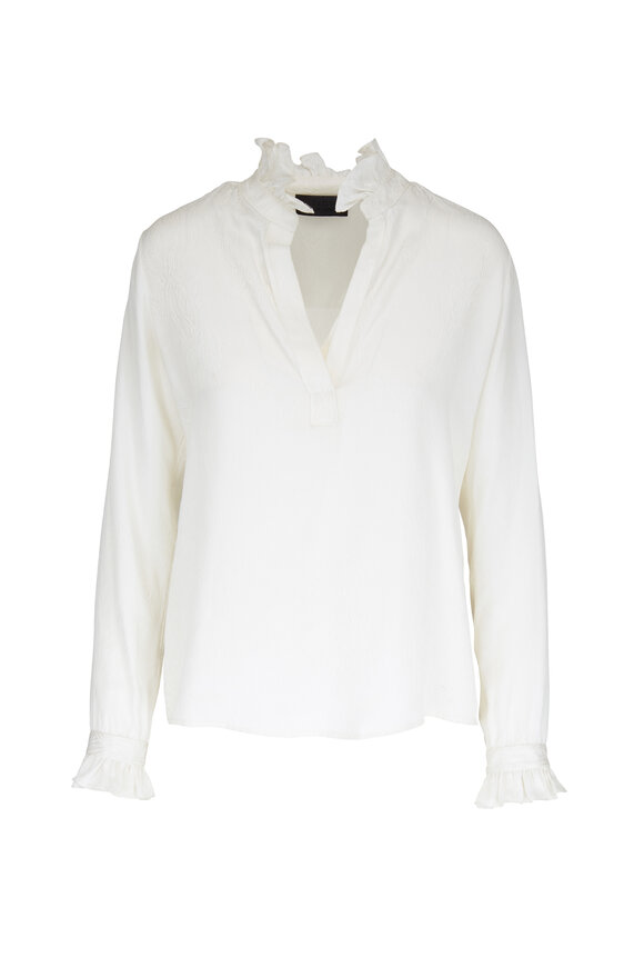 Nili Lotan - Ester Ivory Silk Jacquard Blouse