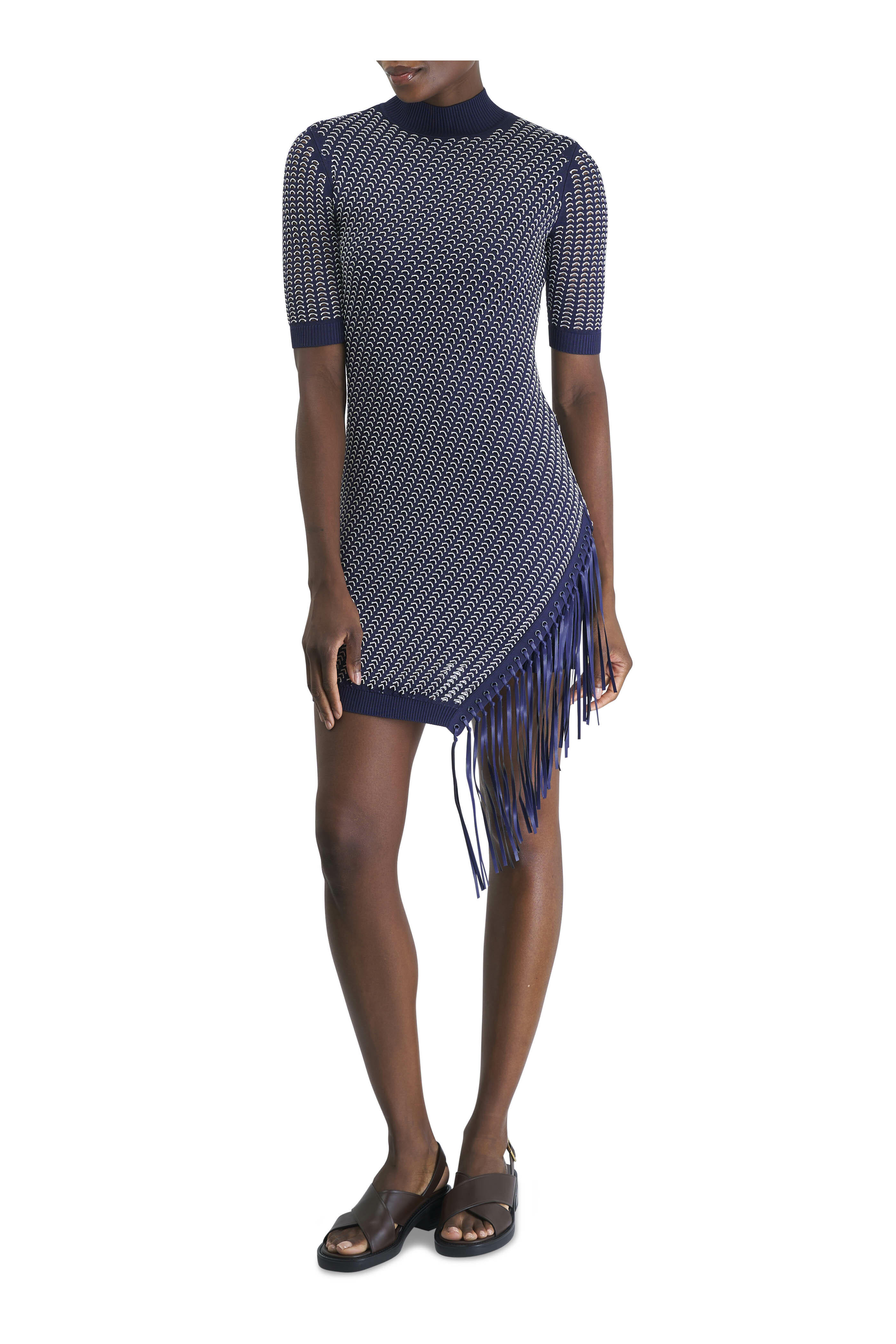 Simkhai - Orla Midnight Blue Pointelle Fringe Mini Dress