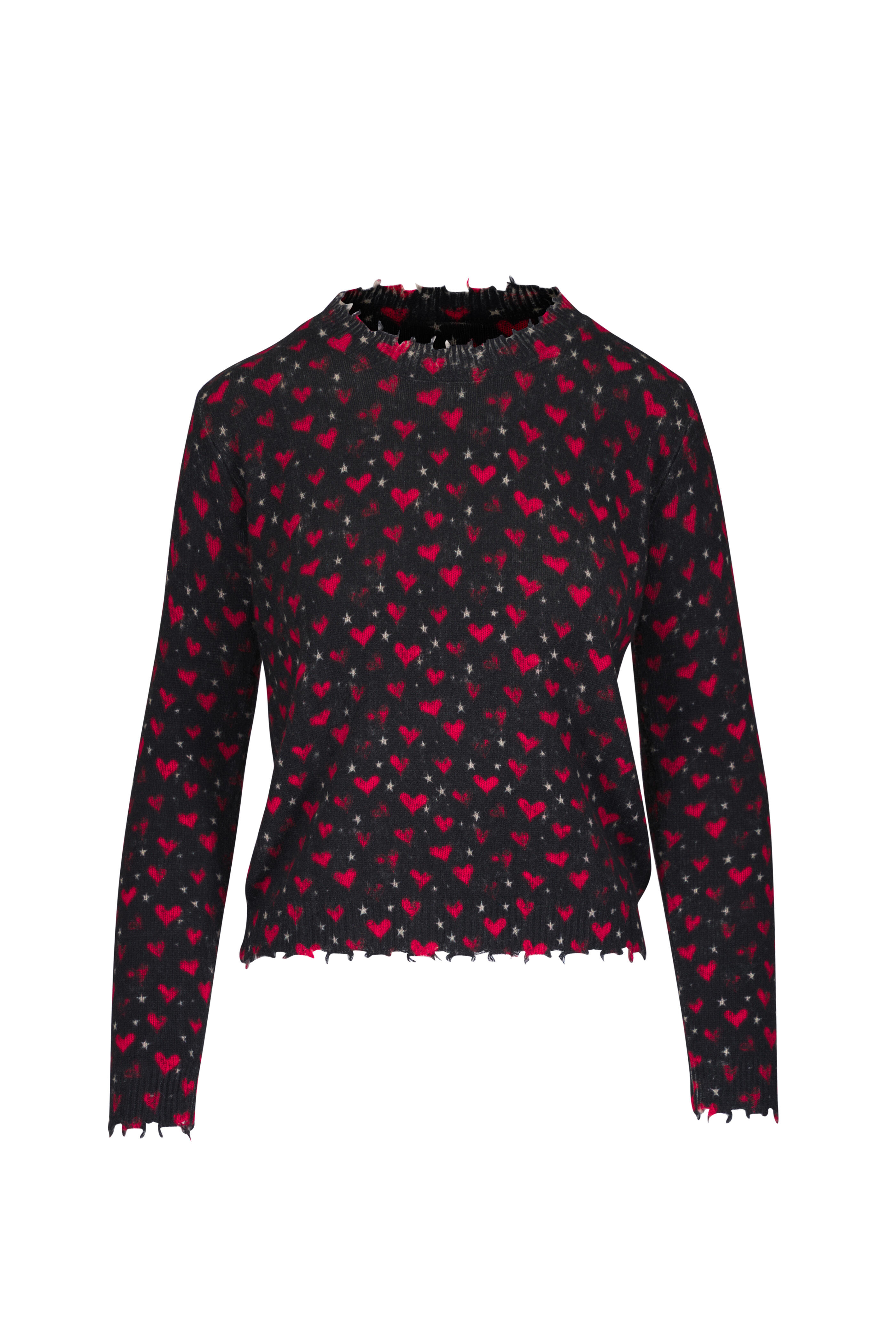 R13 - Black & Red Printed Relaxed Crewneck Sweater