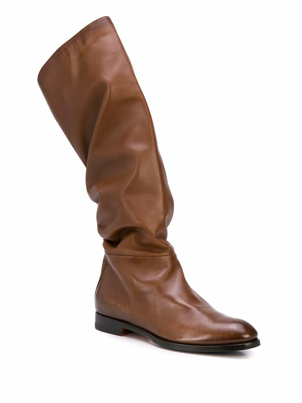 Santoni - Marlene Cognac Leather Tall Slouchy Boot