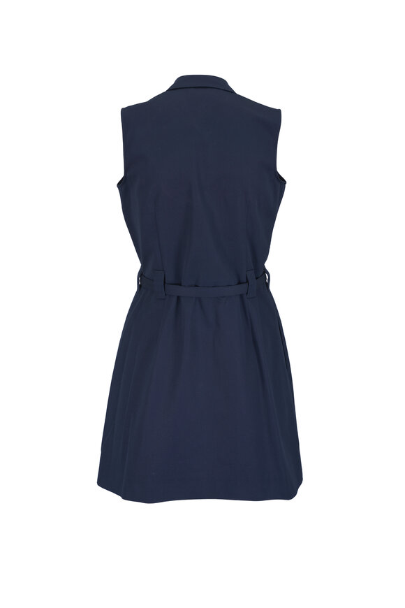 Miu Miu Navy Blue Poplin Belted Midi Dress - view 3