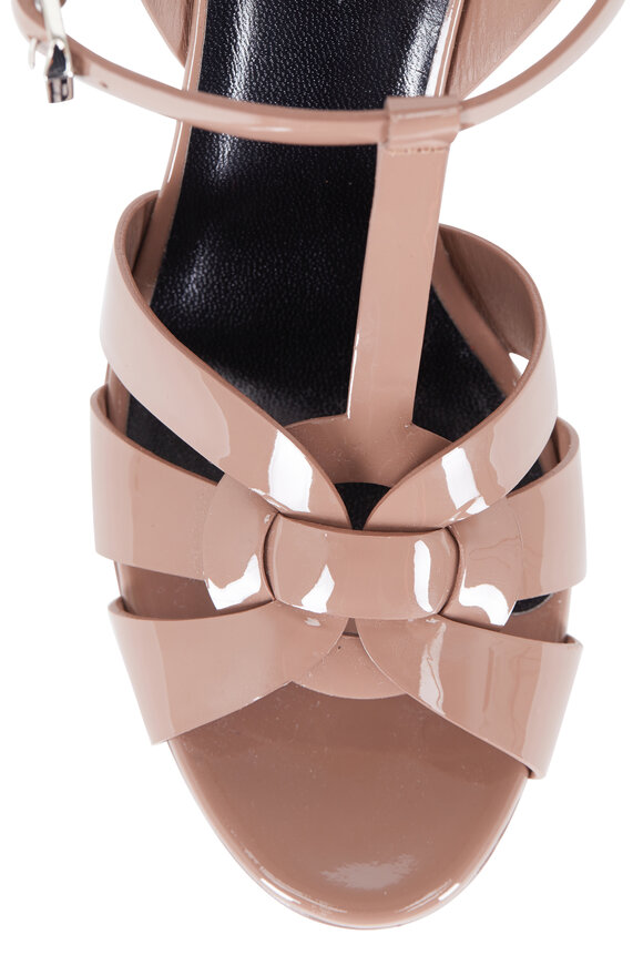 Saint Laurent - Tribute Blush Patent Leather Platform Sandal, 75mm