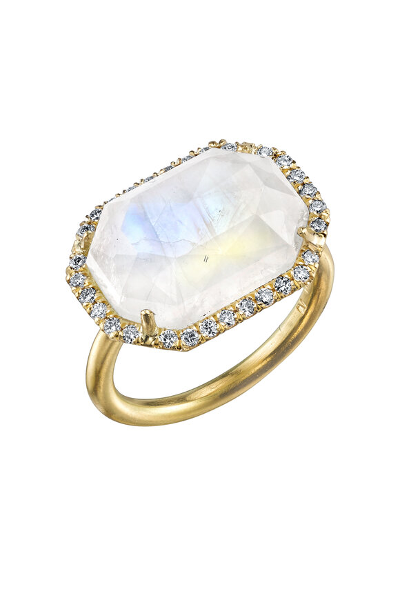 Irene Neuwirth - Yellow Gold Moonstone & Diamond Cocktail Ring