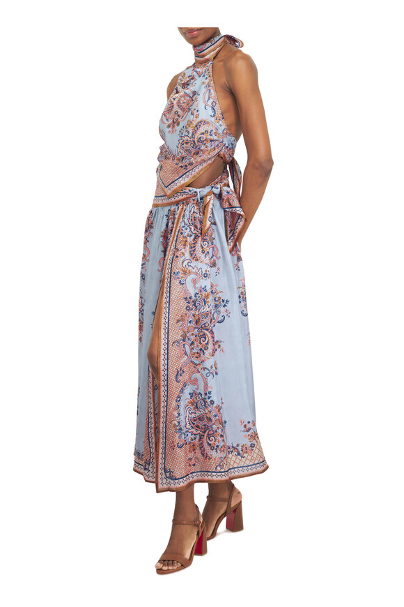 Zimmermann Aster Scarf Blue Paisley Print Halter Blouse - view 5