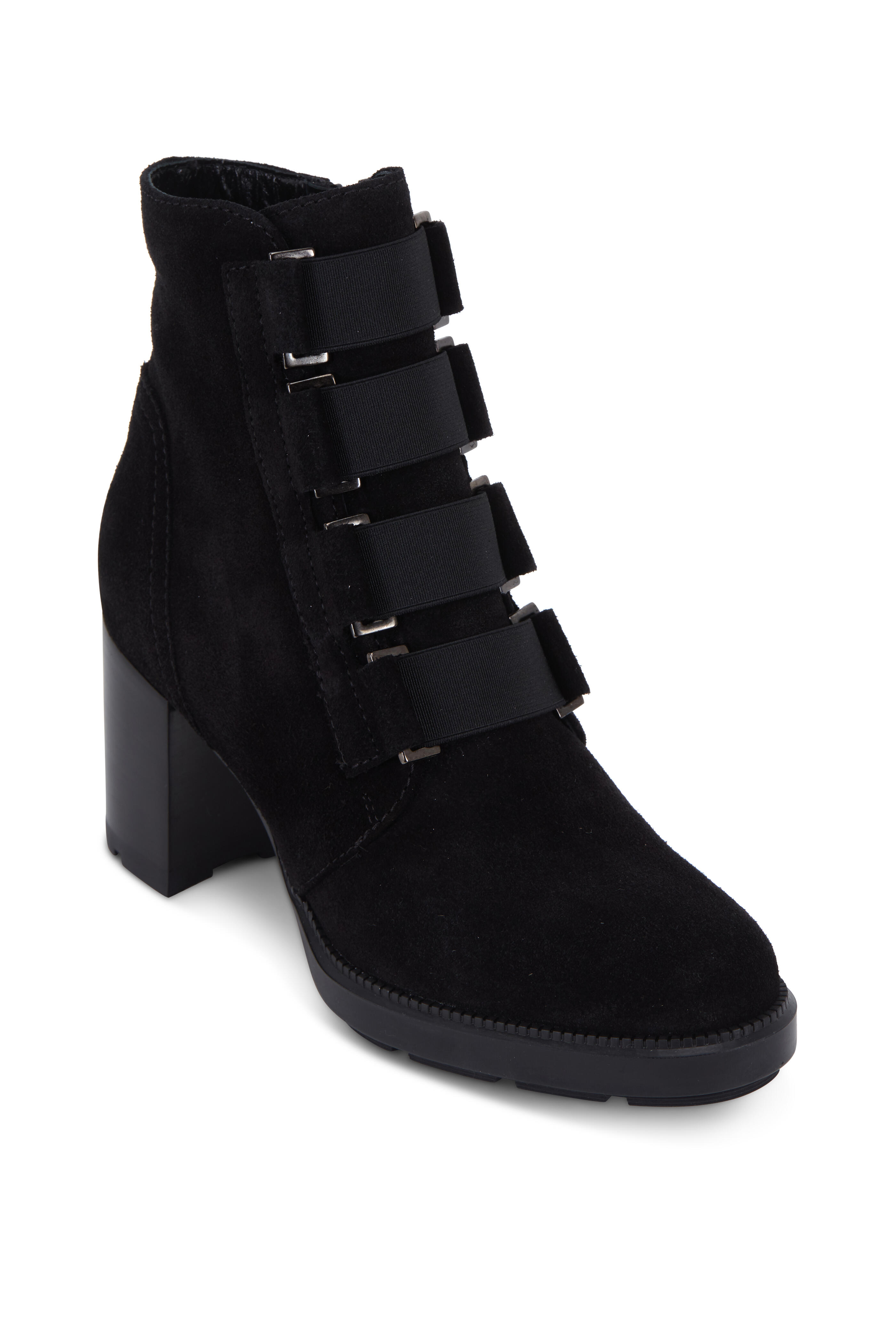 Aquatalia Ilanna Black Suede Weatherproof Ankle Boot 70mm