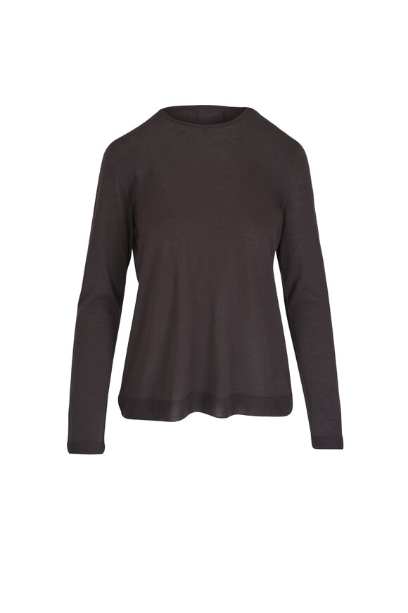 Akris Mocca Cashmere & Silk Crewneck Knit Pullover