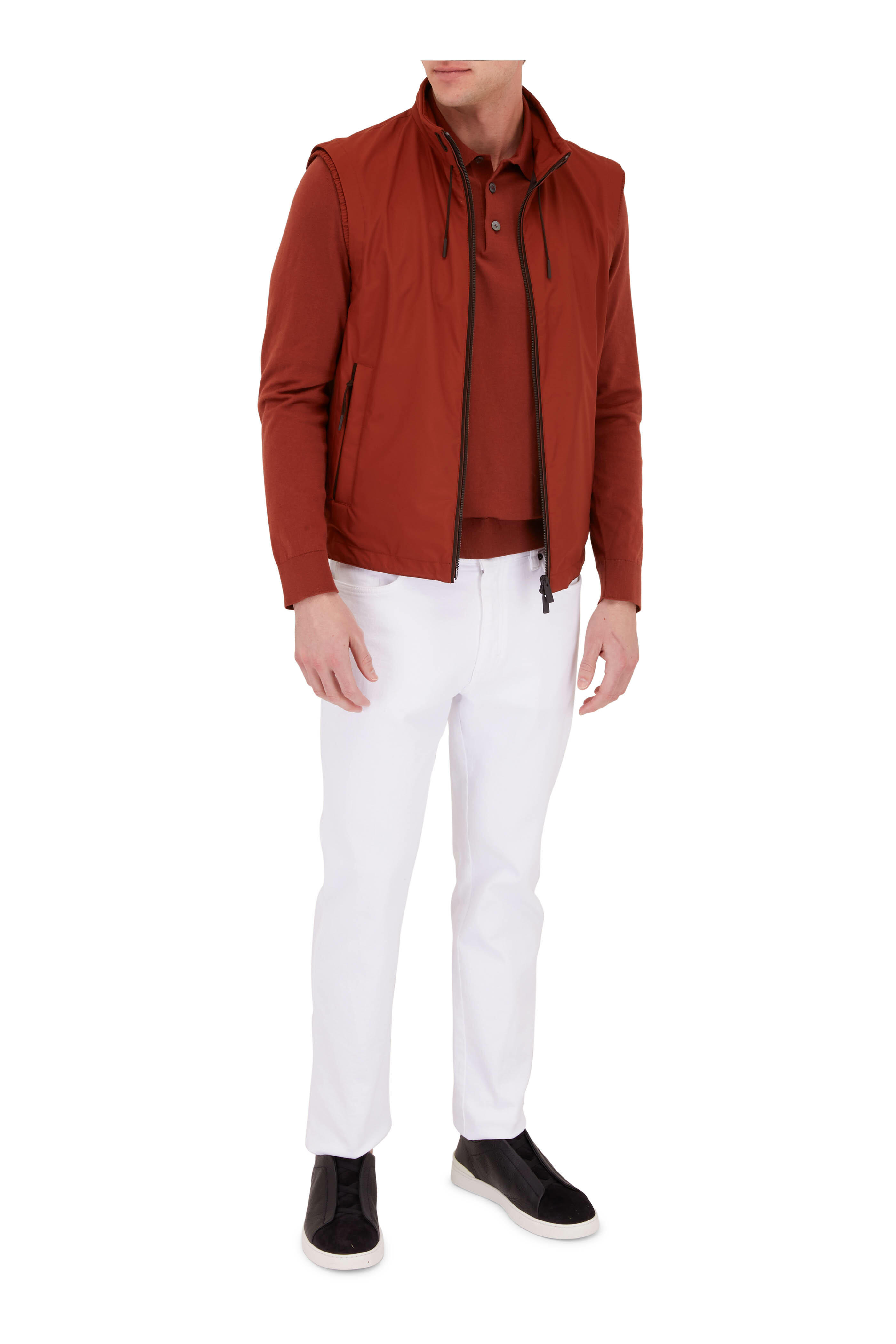 Zegna - Orange Cotton & Silk Polo | Mitchell Stores